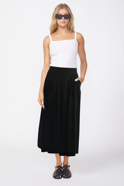 Stateside Linen Double Slit Maxi Skirt-full view front