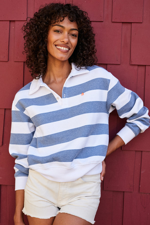 Sundry Sail Collar Sweatshirt in White-front