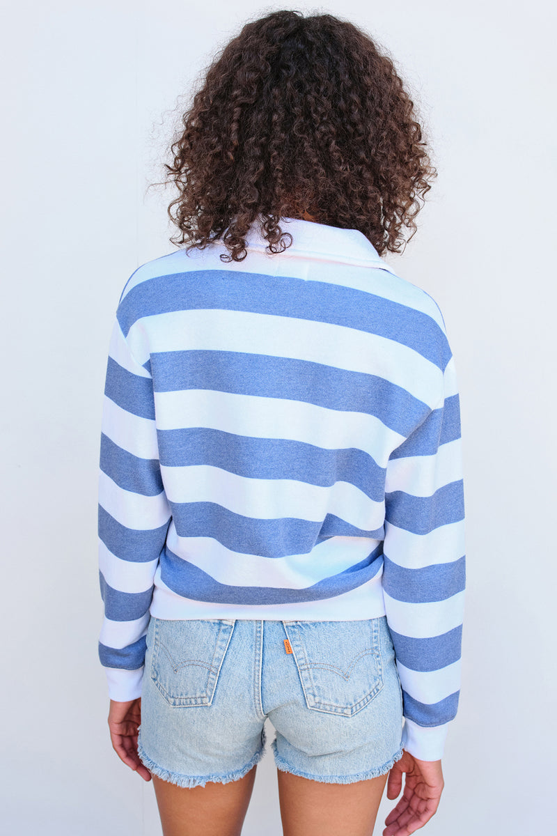 Sundry Sail Collar Sweatshirt in White-back