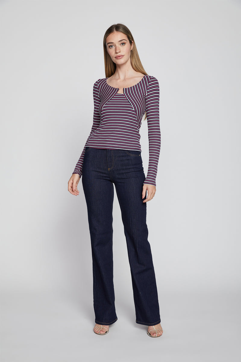 Bailey 44 Lazlo Stripe Top in Deep Sea Stripe-front view