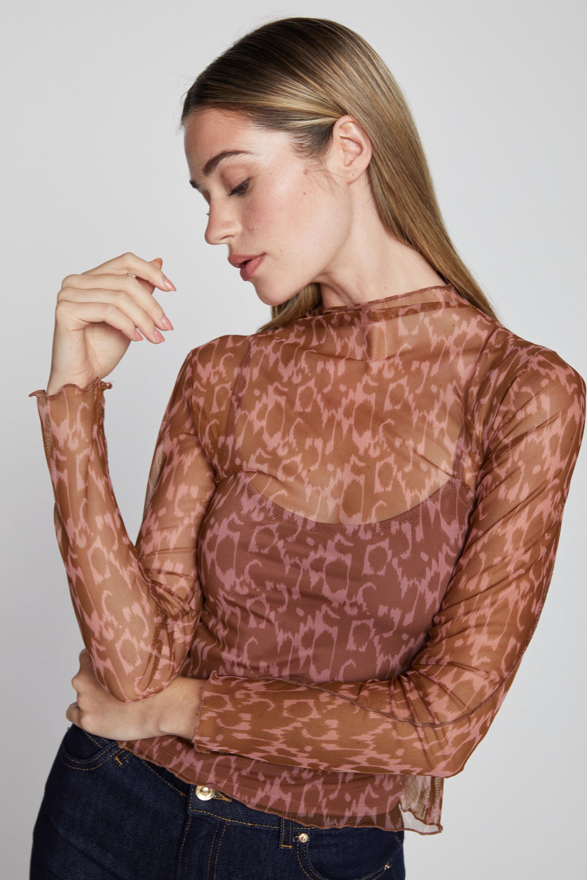 Bailey 44 Lysa Mesh Top in Ikat Animal Print