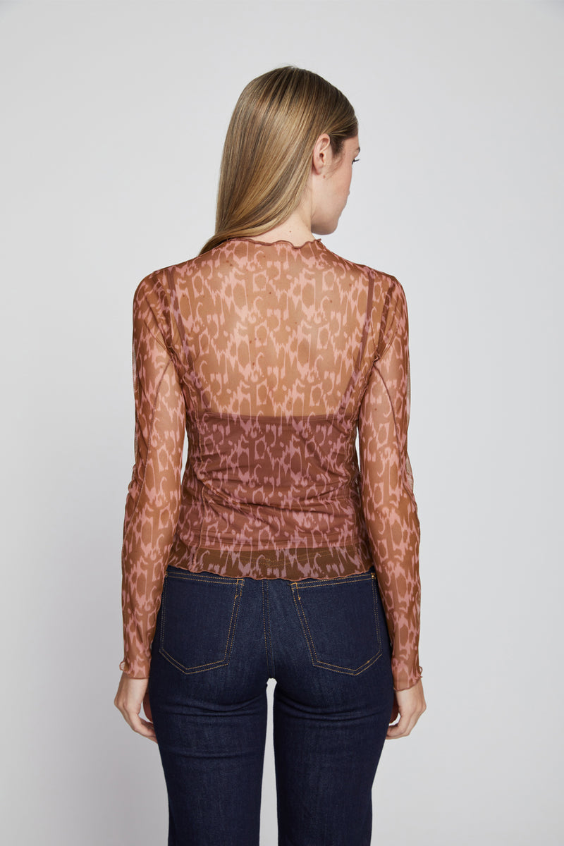 Bailey 44 Lysa Mesh Top in Ikat Animal Print Success-back view