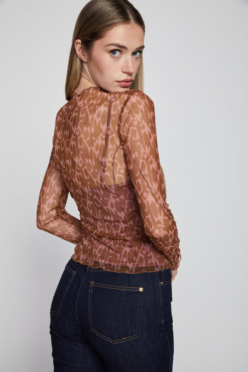 Bailey 44 Lysa Mesh Top in Ikat Animal Print