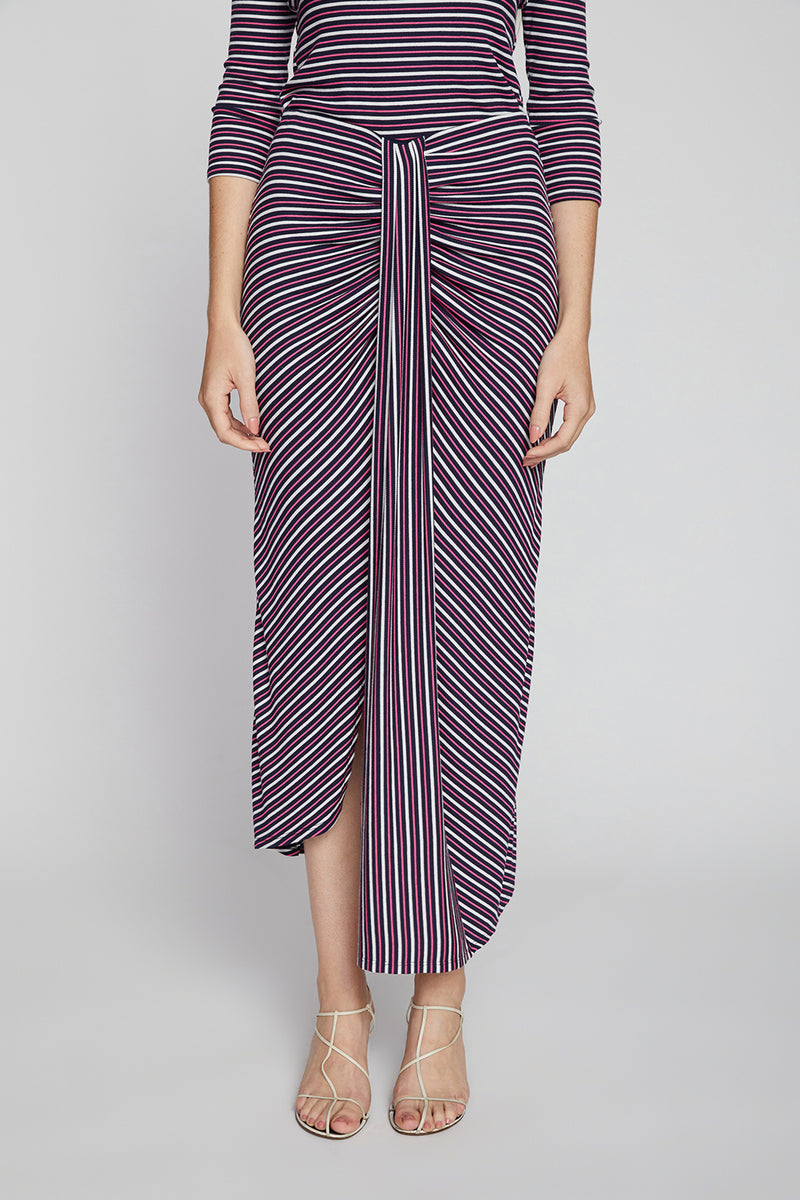 Bailey 44 Chrissie Stripe Skirt in Deep Sea Stripe-close up of skirt