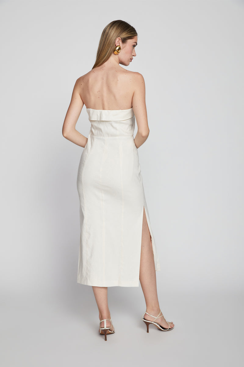 Bailey 44 Raven Linen Dress in Creme-back view