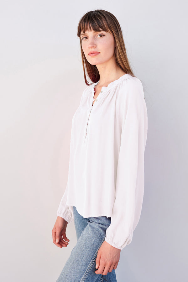 Sundry Long Sleeve Flowy Blouse in White