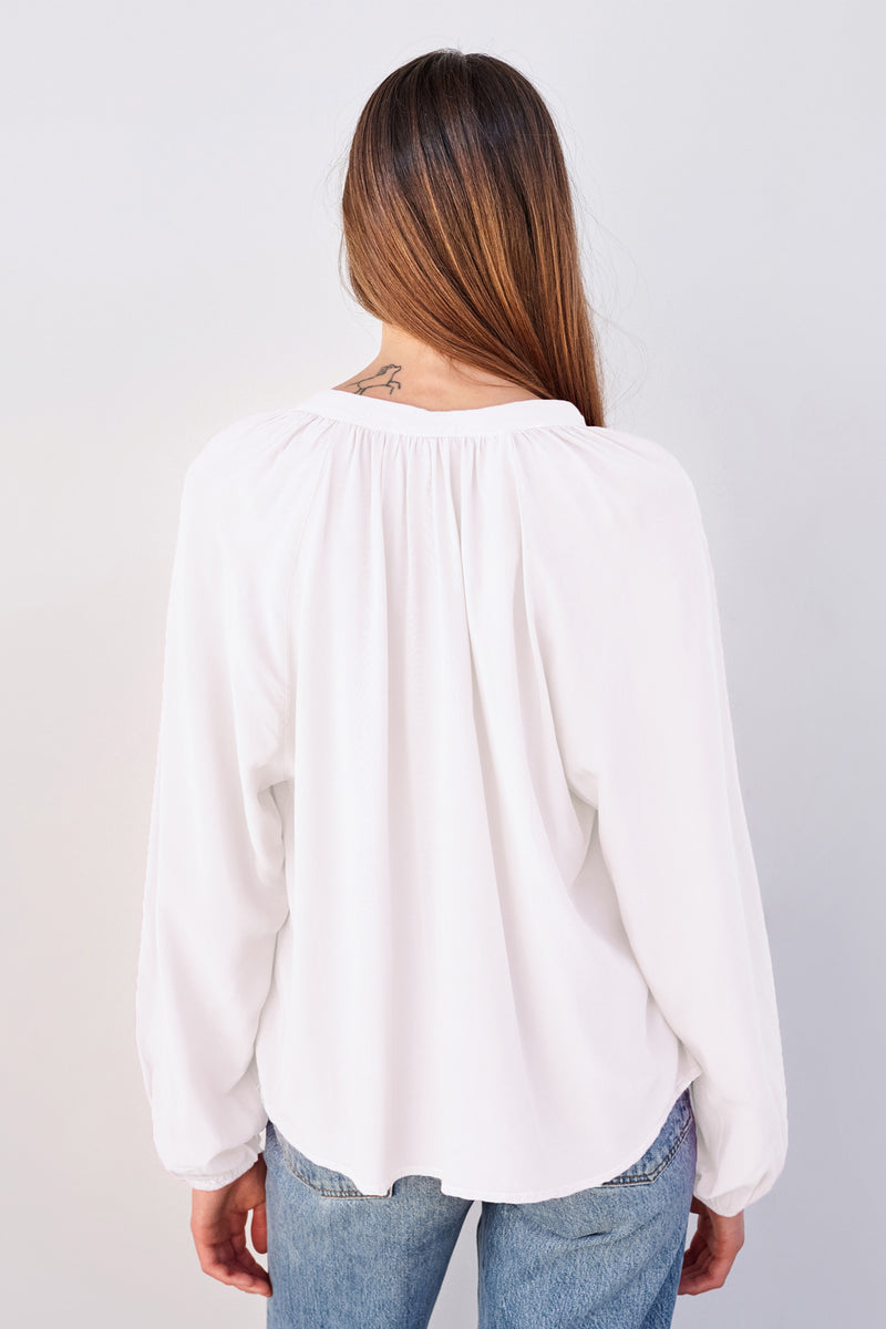 Sundry Long Sleeve Flowy Blouse in White