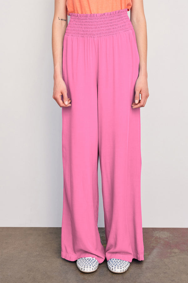 Sundry Smock Waist Wide Leg Pant in Magenta