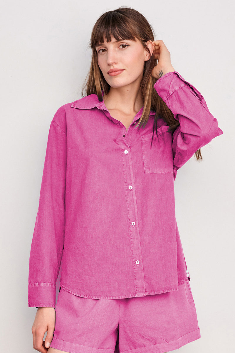 Sundry Voile Button Down in Pigment Magenta