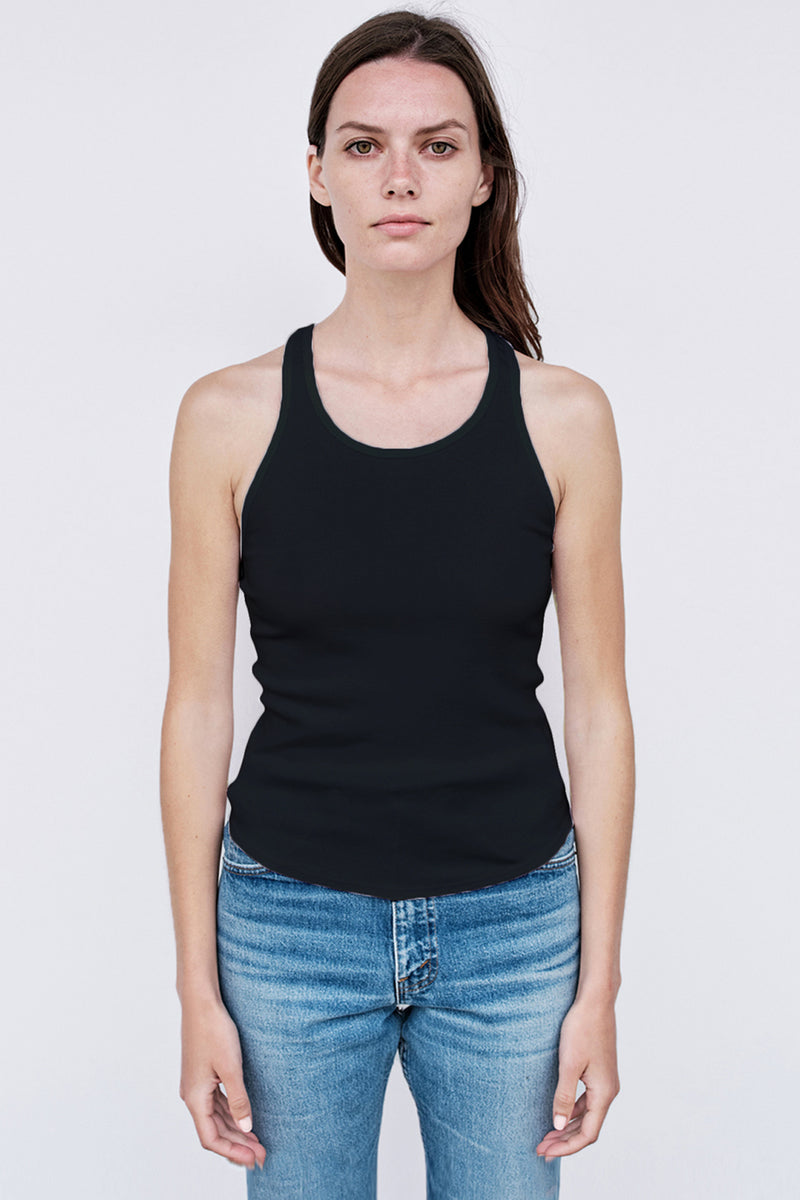 Stateside Rib Racerback Tank in Black