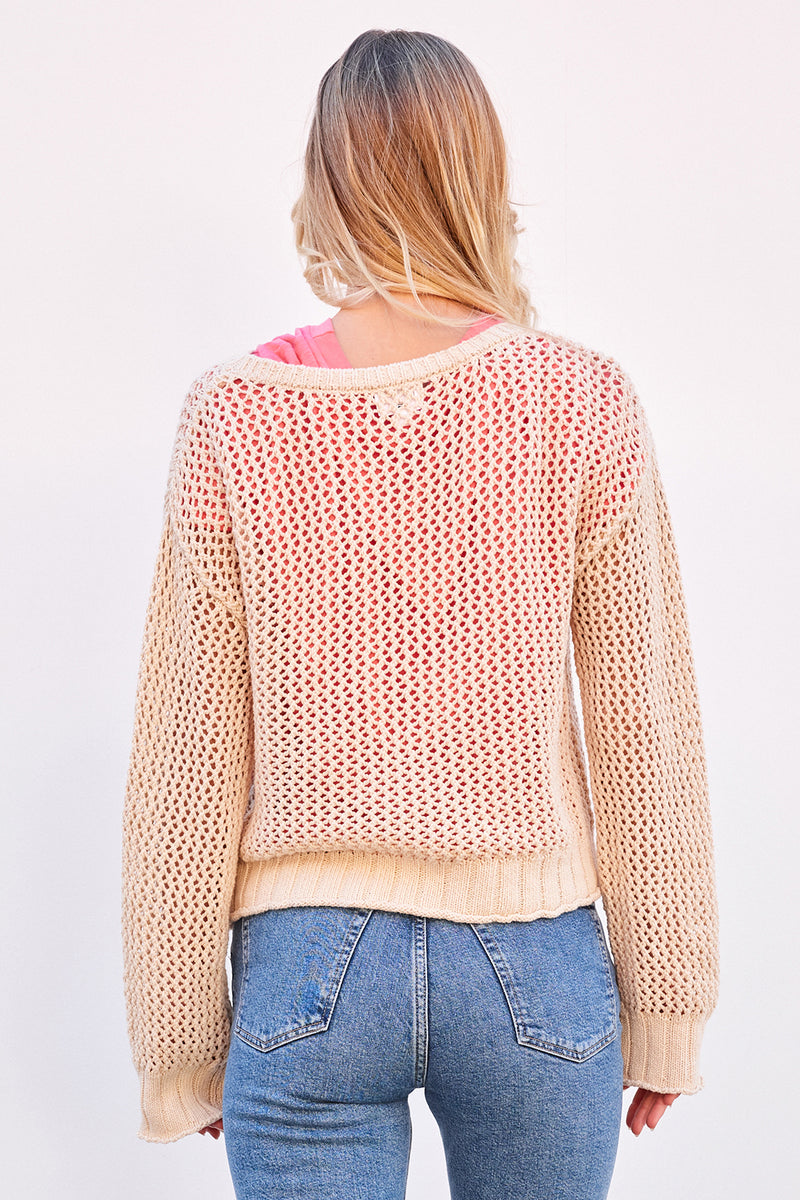 Sundry Crew Neck Sweater in Tan