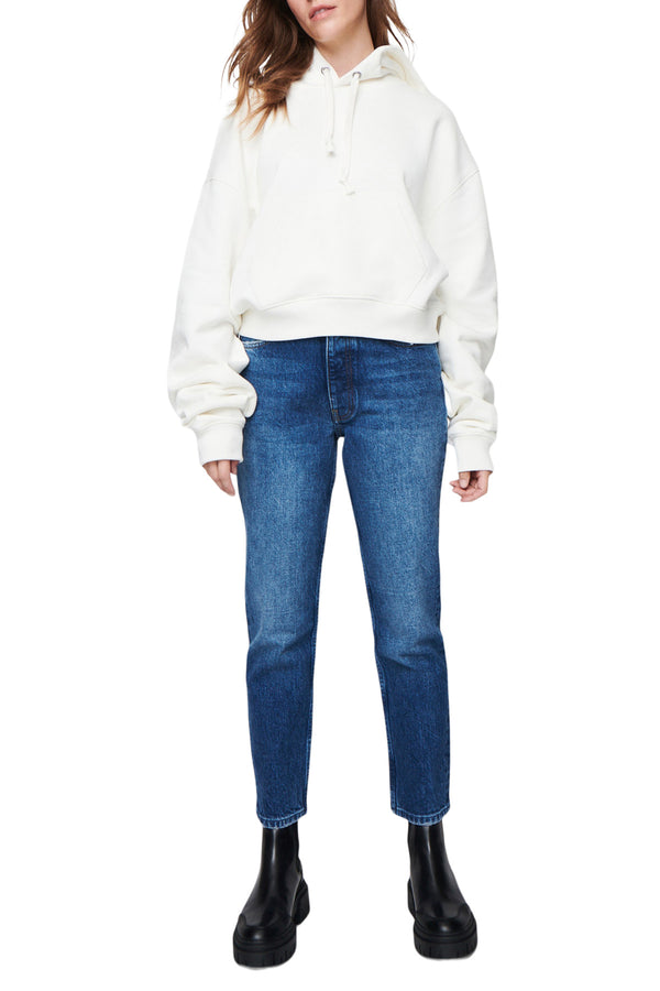 DSTLD Women's Cropped Hoodie in Off White