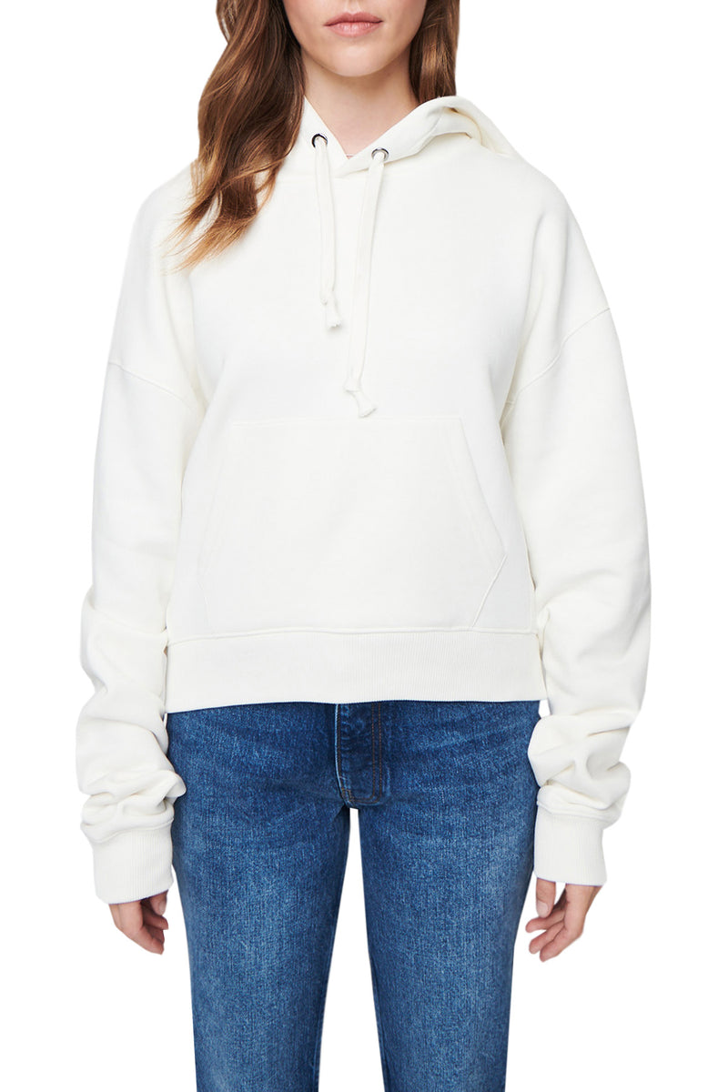 DSTLD Women's Cropped Hoodie in Off White