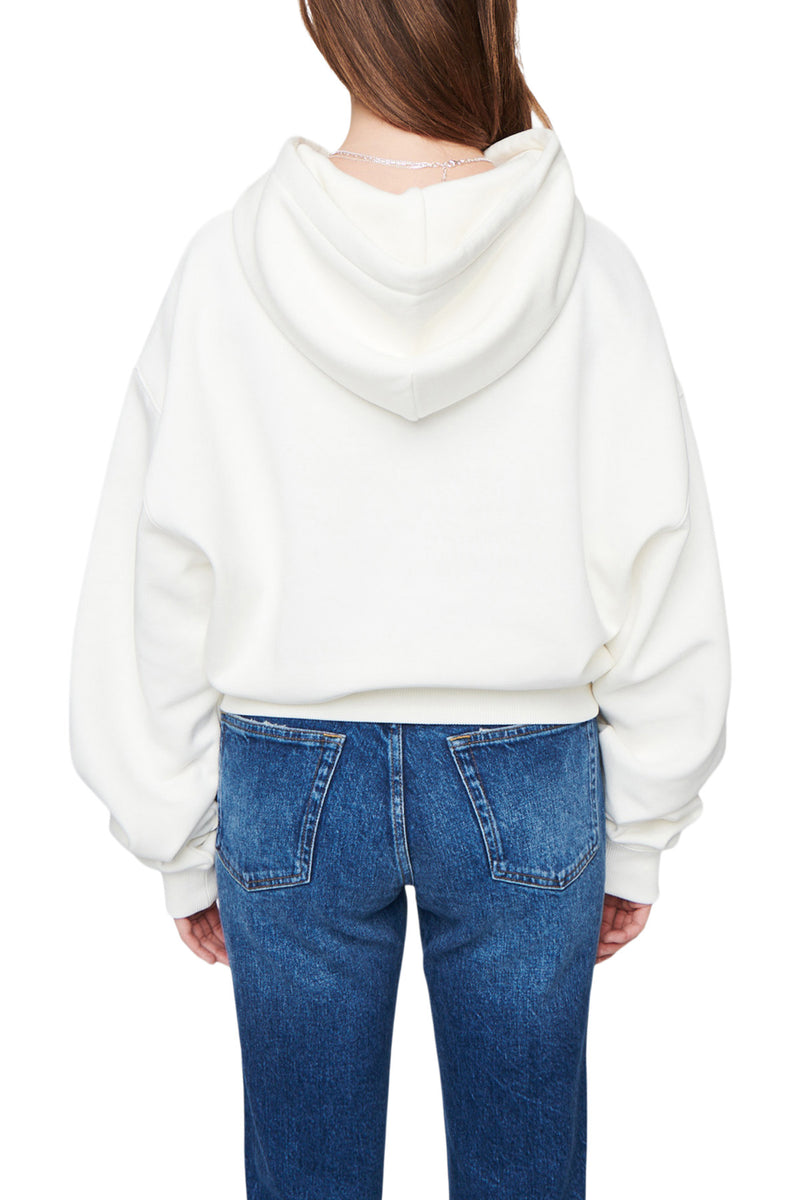 DSTLD Women's Cropped Hoodie in Off White