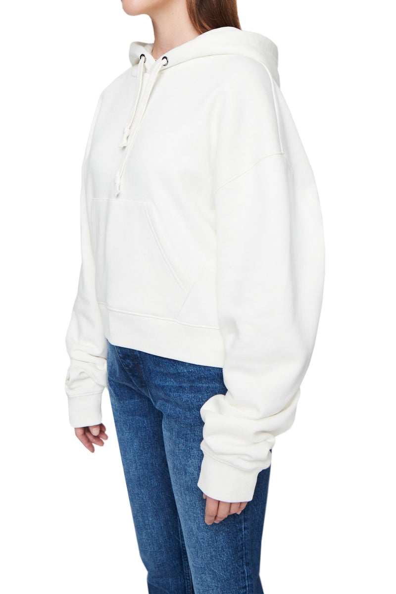 DSTLD Women's Cropped Hoodie in Off White