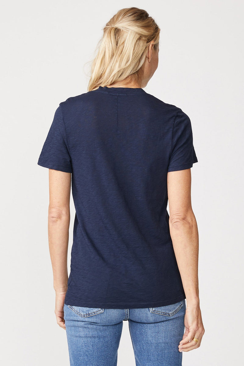 Stateside Supima Slub Short Sleeve Crew in New Navy-back view