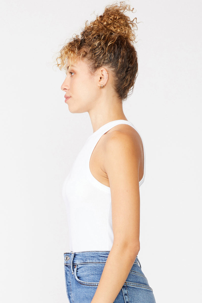 Stateside 2X1 Rib High-Neck Tank in White