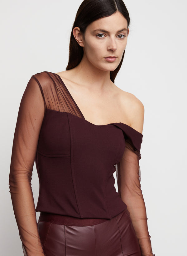 Faith Ponte Knit Bustier Top in Burgundy -  Bailey/44.