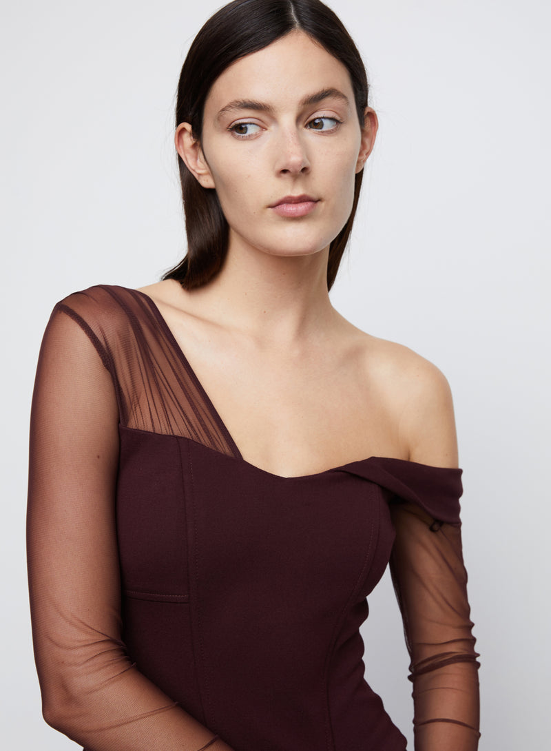 Faith Ponte Knit Bustier Top in Burgundy -  Bailey/44.