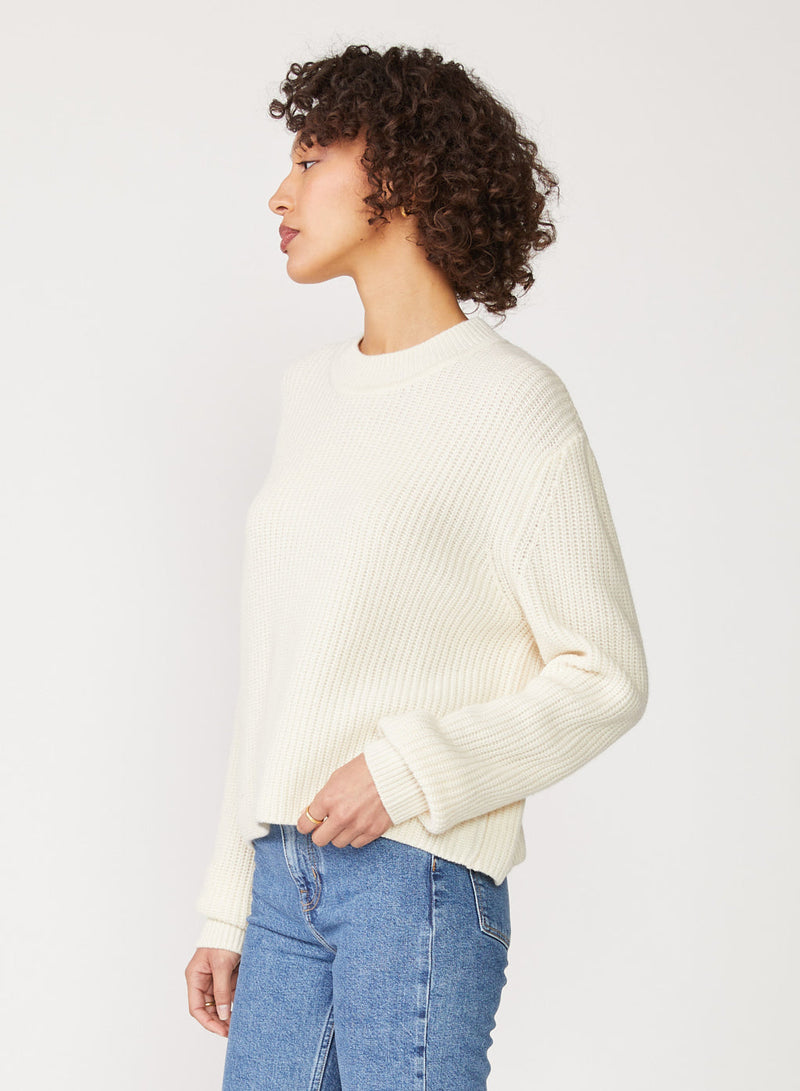 cream ribbed cashmere sweater