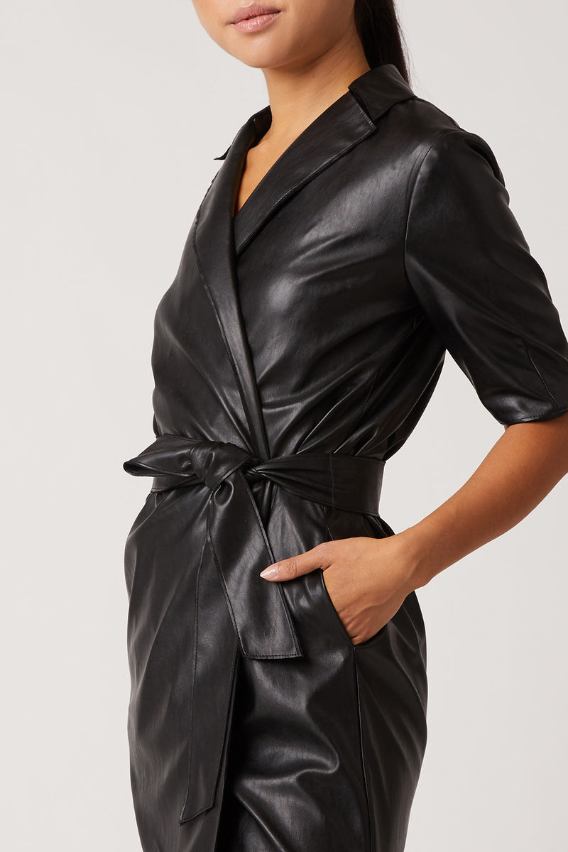 Robin Vegan Leather Dress - side close