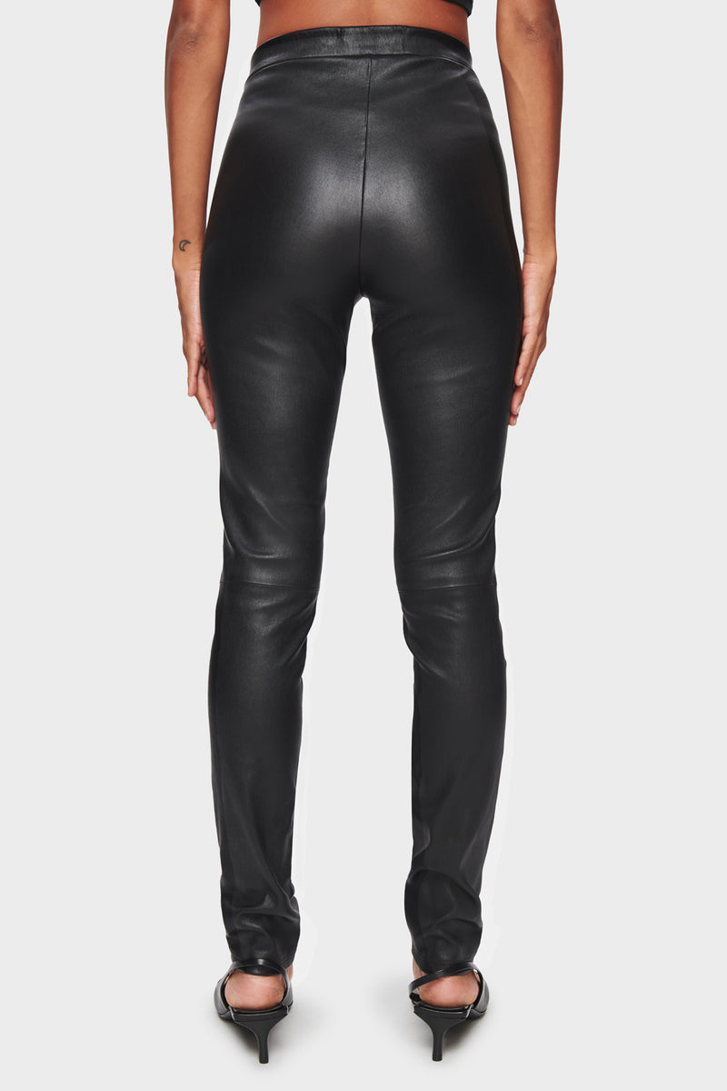 DSTLD Women's Leather Leggings in Black - back