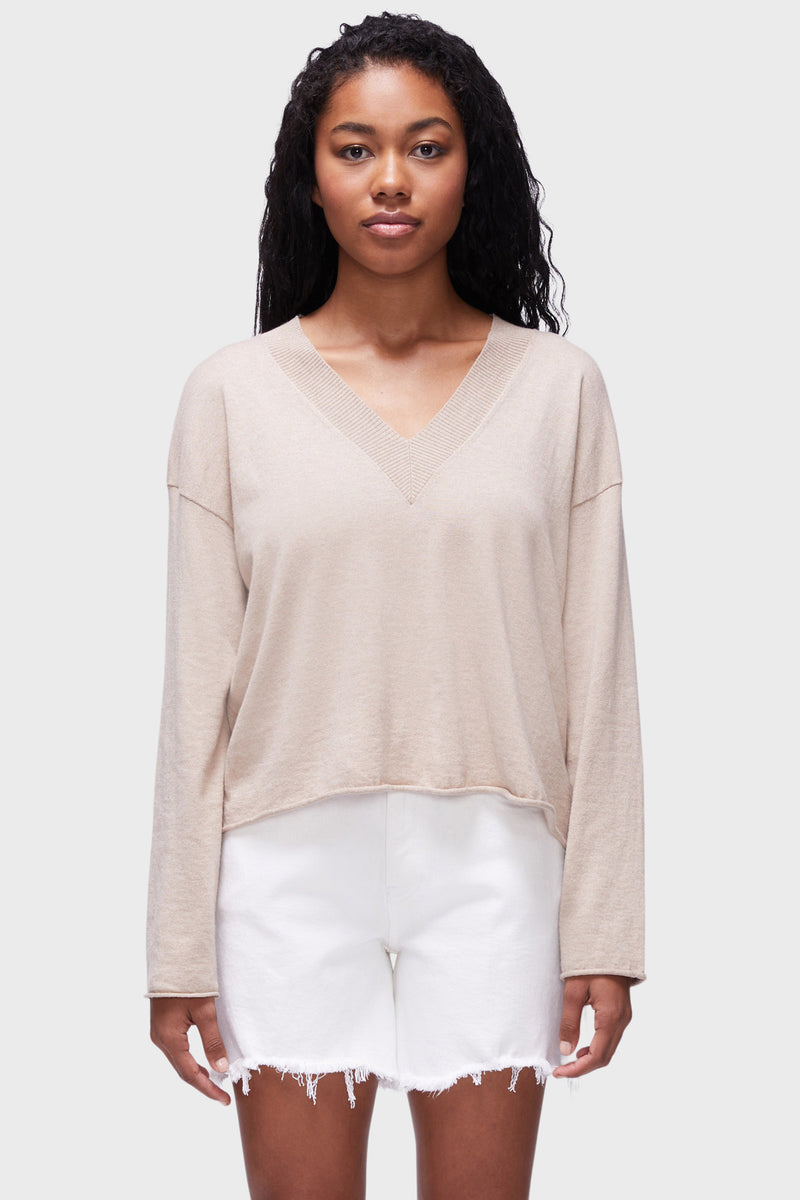 DSTLD Women's Daily V in Desert Sand - Front Close