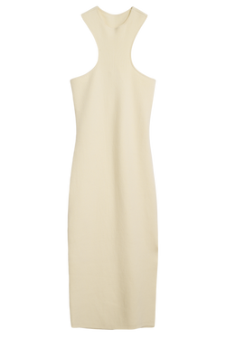 DSTLD Twist Midi Dress in Buttercream - Front