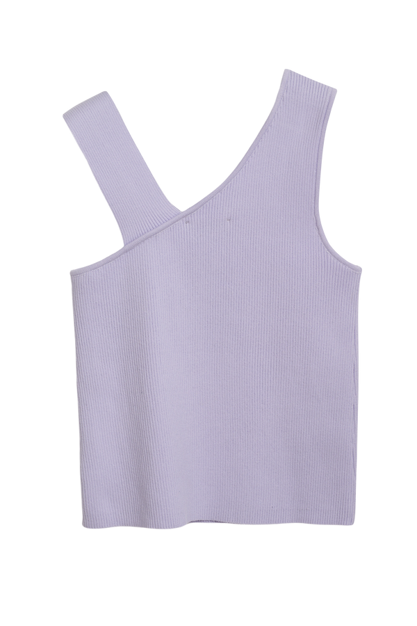 Asymmetrical rib Tank in Lilac - Back